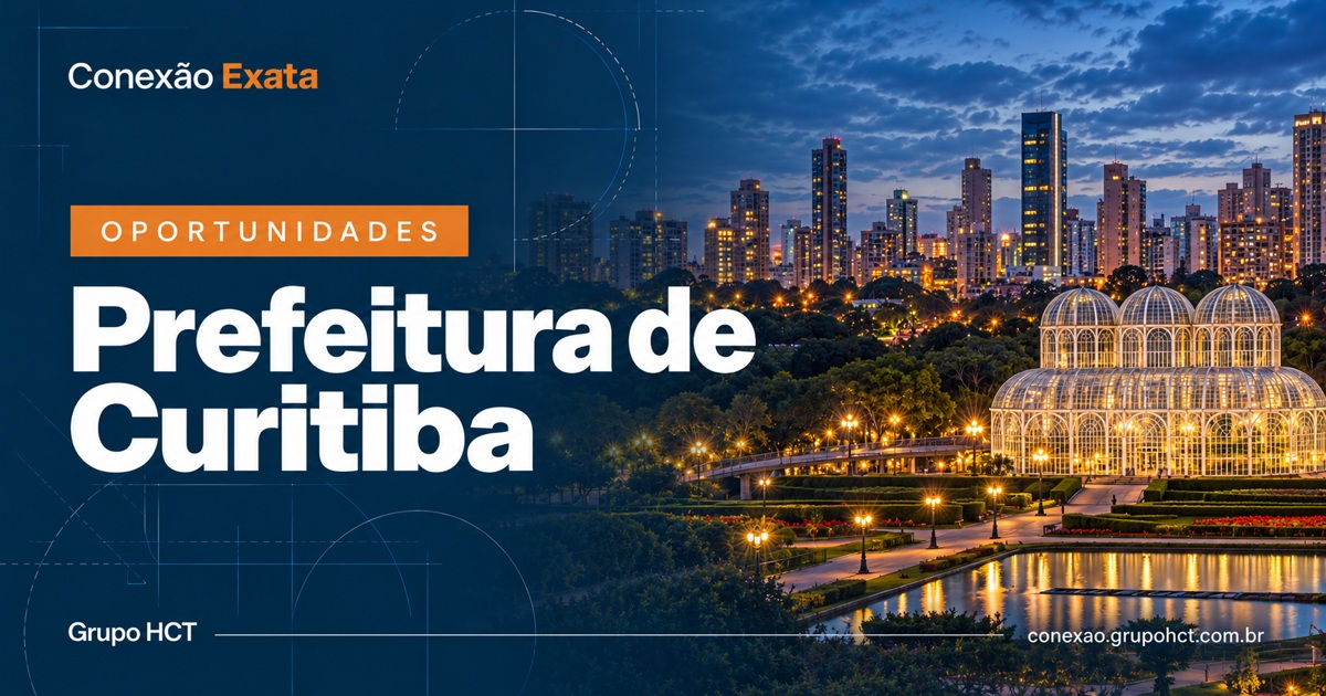 Ilustração de Curitiba e do Jardim Botânico — oportunidades na Prefeitura de Curitiba