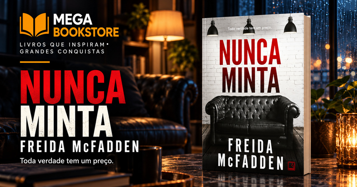 Imagem de divulgação do livro Nunca Minta, de Freida McFadden, para Mega Bookstore