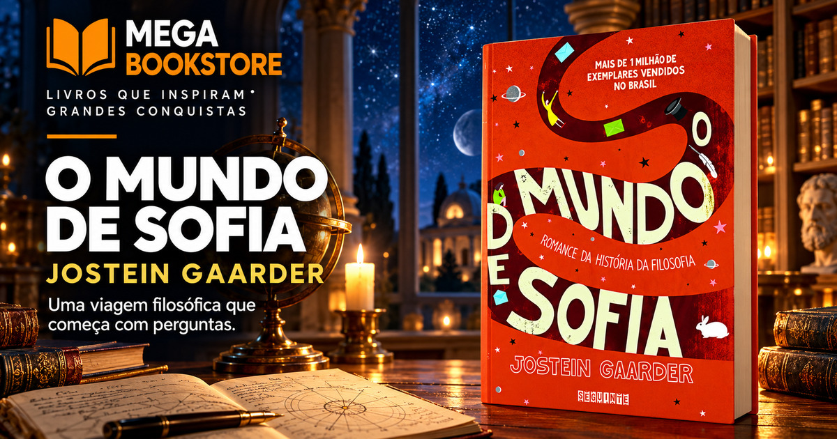 Imagem horizontal de O mundo de Sofia, de Jostein Gaarder, para Mega Bookstore.
