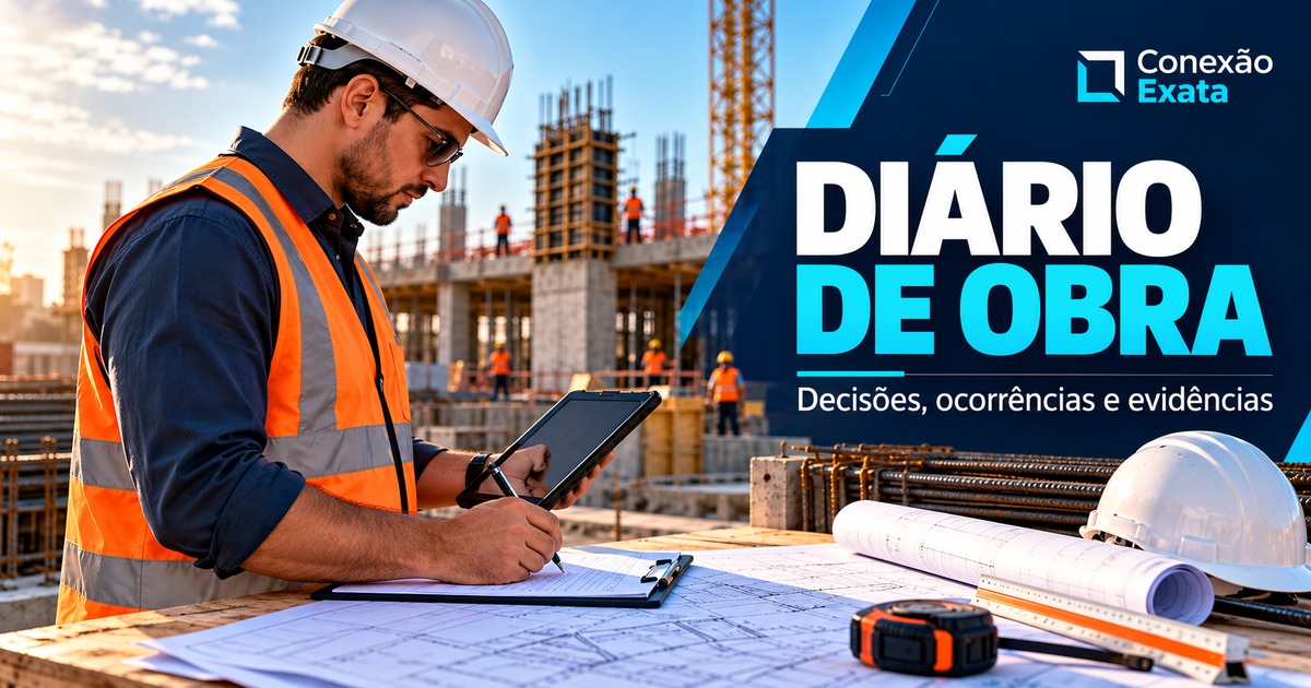 Engenheiro registra decisões e ocorrências em um canteiro de obras.