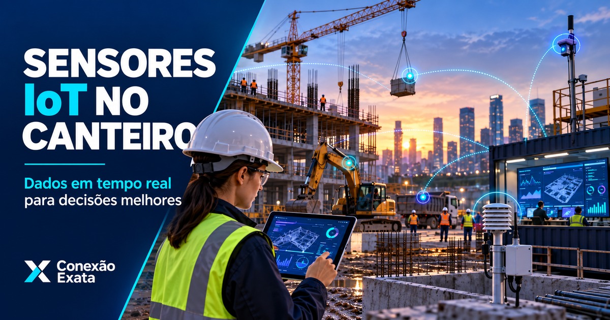 Sensores IoT conectados acompanham equipamentos e condições do canteiro de obras.