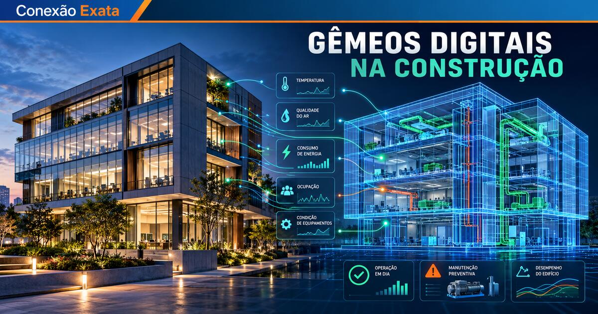 Gêmeos digitais na construção conectando BIM, sensores e operação