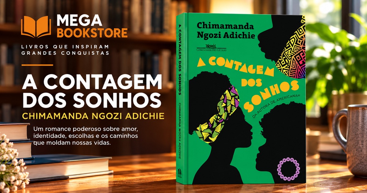 A Contagem dos Sonhos, Chimamanda Ngozi Adichie, capa verde original em arte Mega Bookstore