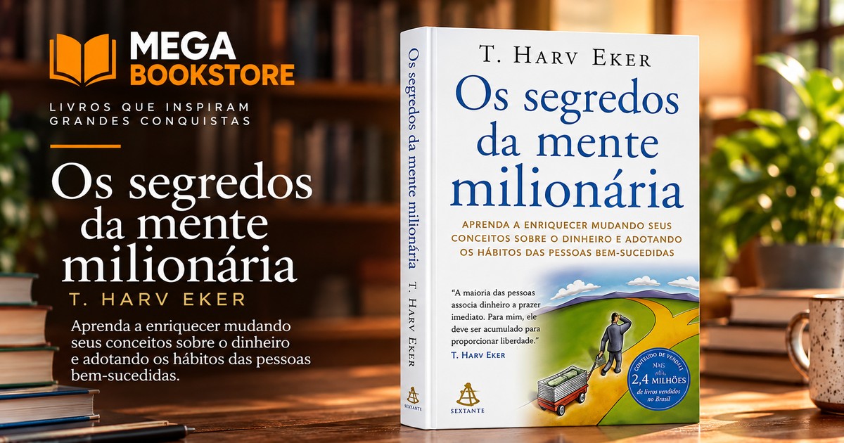 Os segredos da mente milionária T. Harv Eker capa original em arte Mega Bookstore
