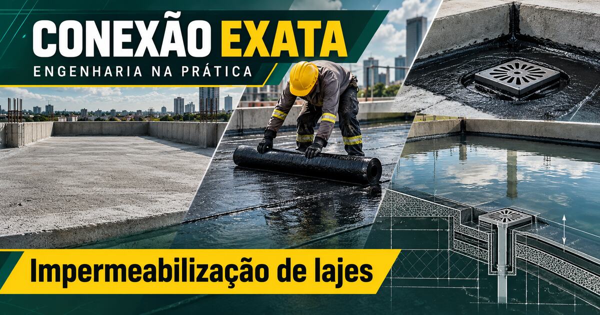 Impermeabilização de laje com preparação, ralo, membrana e teste de estanqueidade