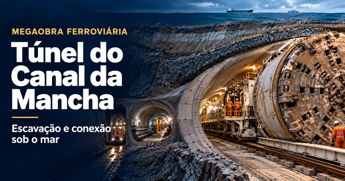 Capa do post sobre a escavação e conexão do Túnel do Canal da Mancha